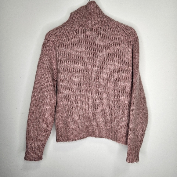 Aritzia Wilfred Alpaca Turtleneck Sweater Sz XS Dusty Pink Chunky knit Oversize - Picture 9 of 9